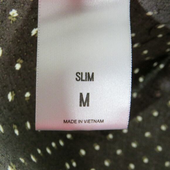 Express Slim 1MX Dark Green Floral Collared Button Down Dress Shirt Men's Medium - Picture 5 of 6